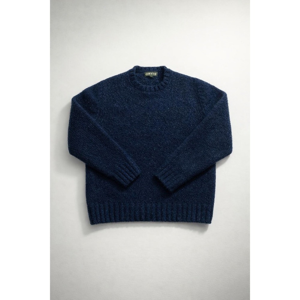 Orvis Womens Navy Blue Knit Crewneck Sweater Size M Electic Grandpa Minimalist